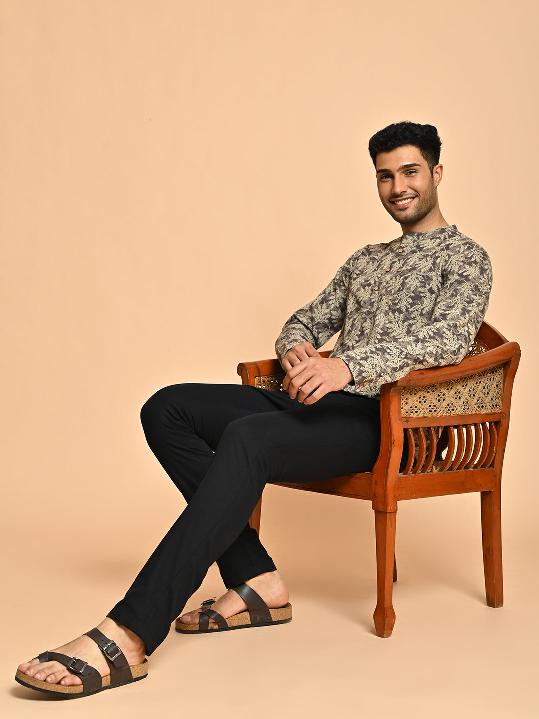 Floral Block Printed Cotton Short Kurta