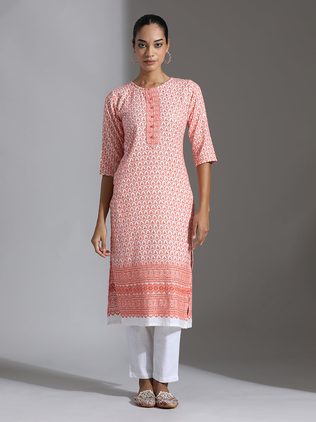 Heavy Embroidered Rayon Straight Kurta