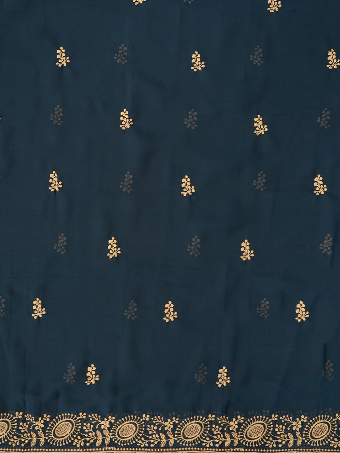 Teal Sequin Embroidered Silk Georgette Dress Material with Dupatta