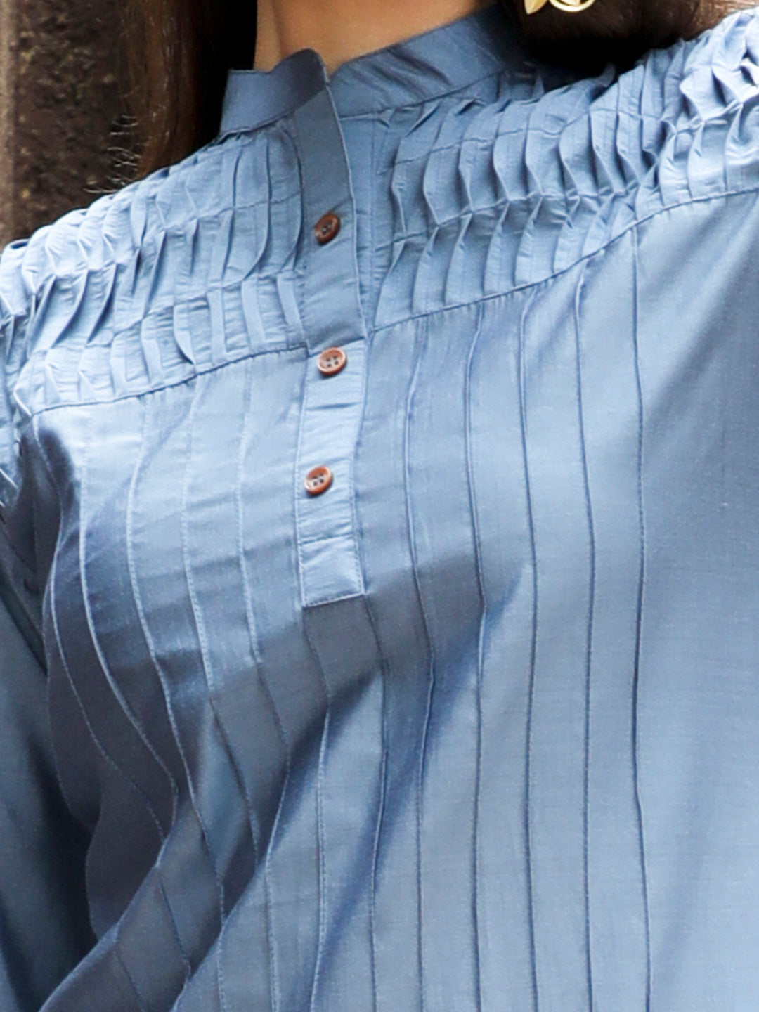 Grey Pintuck Straight Kurta