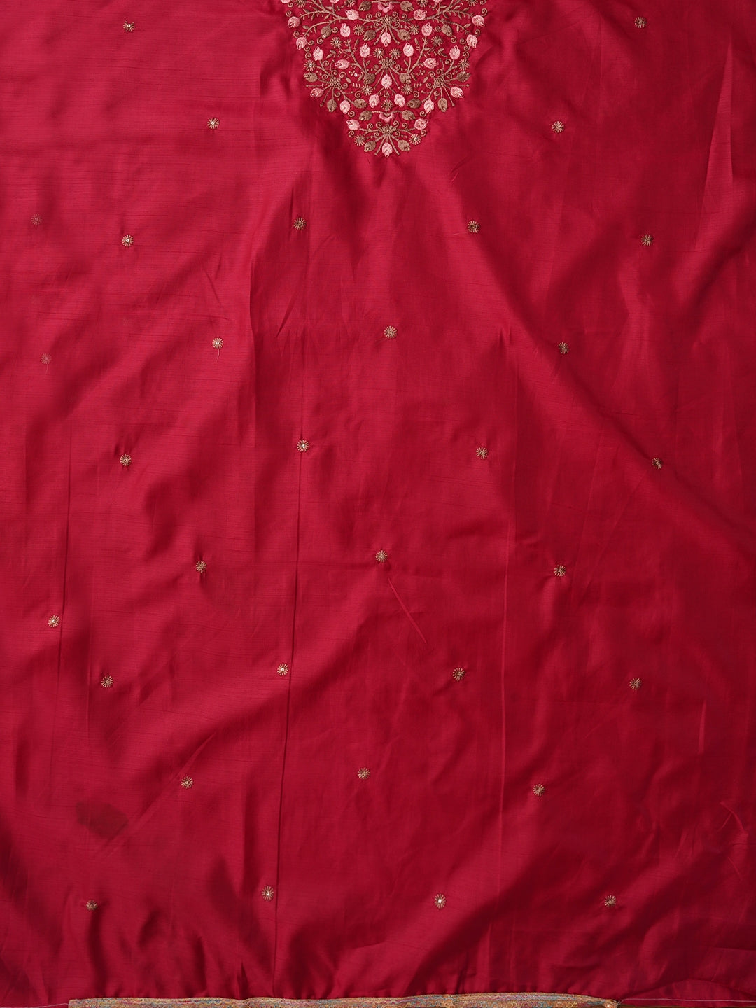 Magenta Zari Embroidered Pure Cotton Dress Material with Dupatta