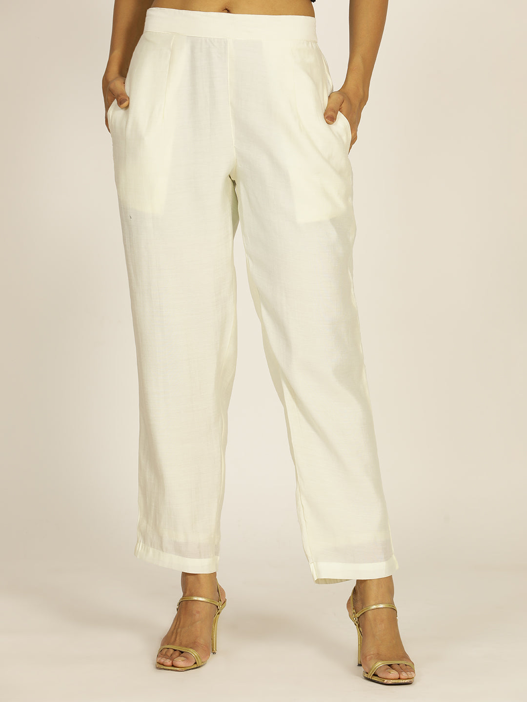 Off White Resham Embroidered Chanderi Festive Suit Set