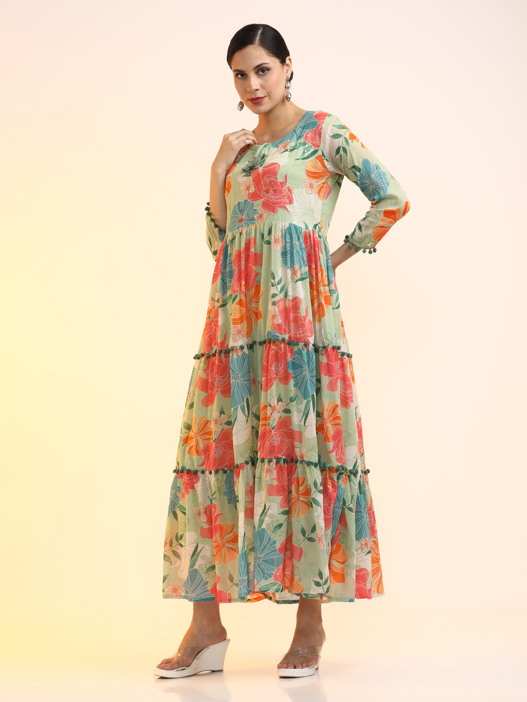 Embroidered Pure Cotton Floral Dress