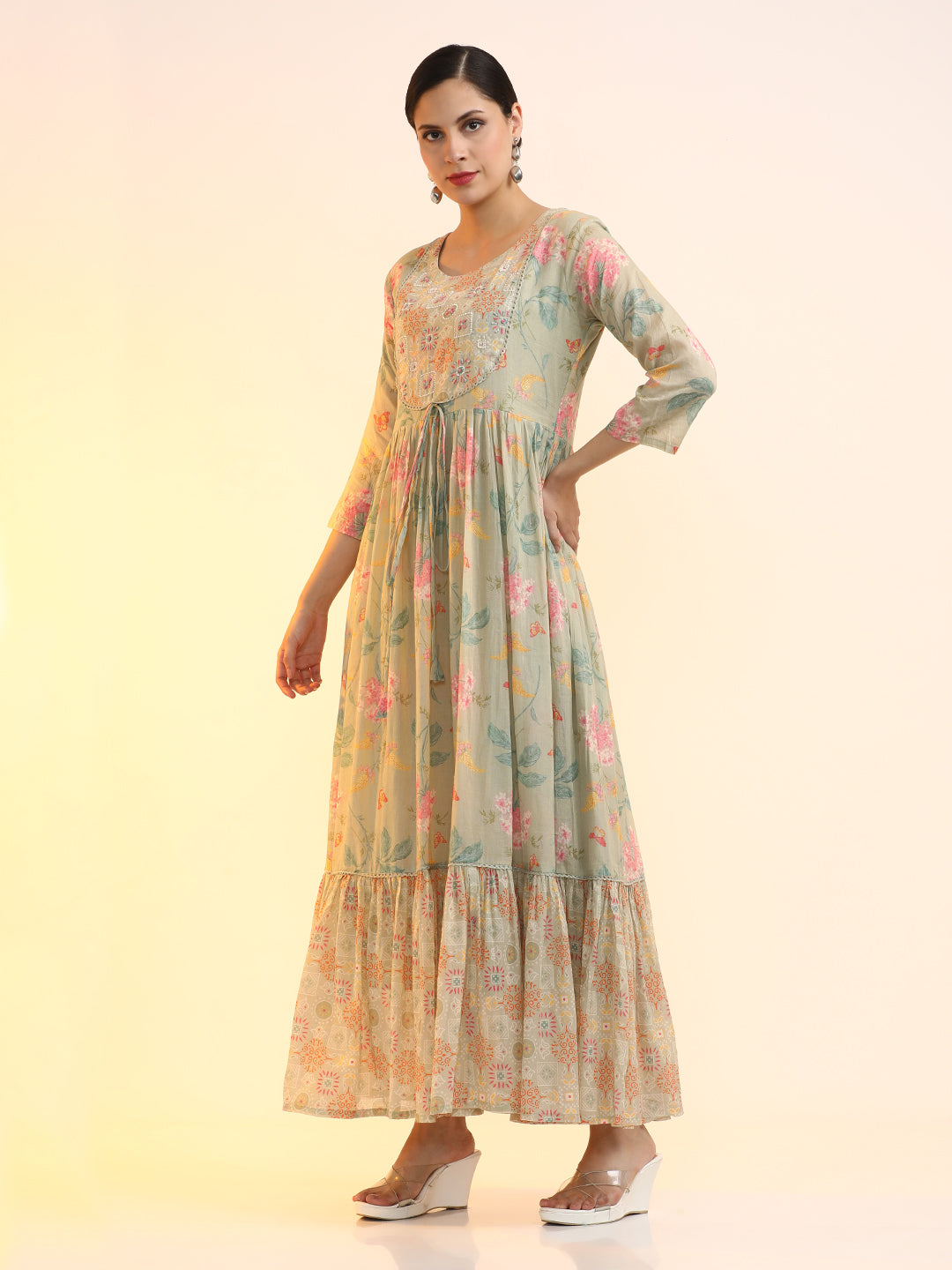 Embroidered Pure Cotton Floral Dress