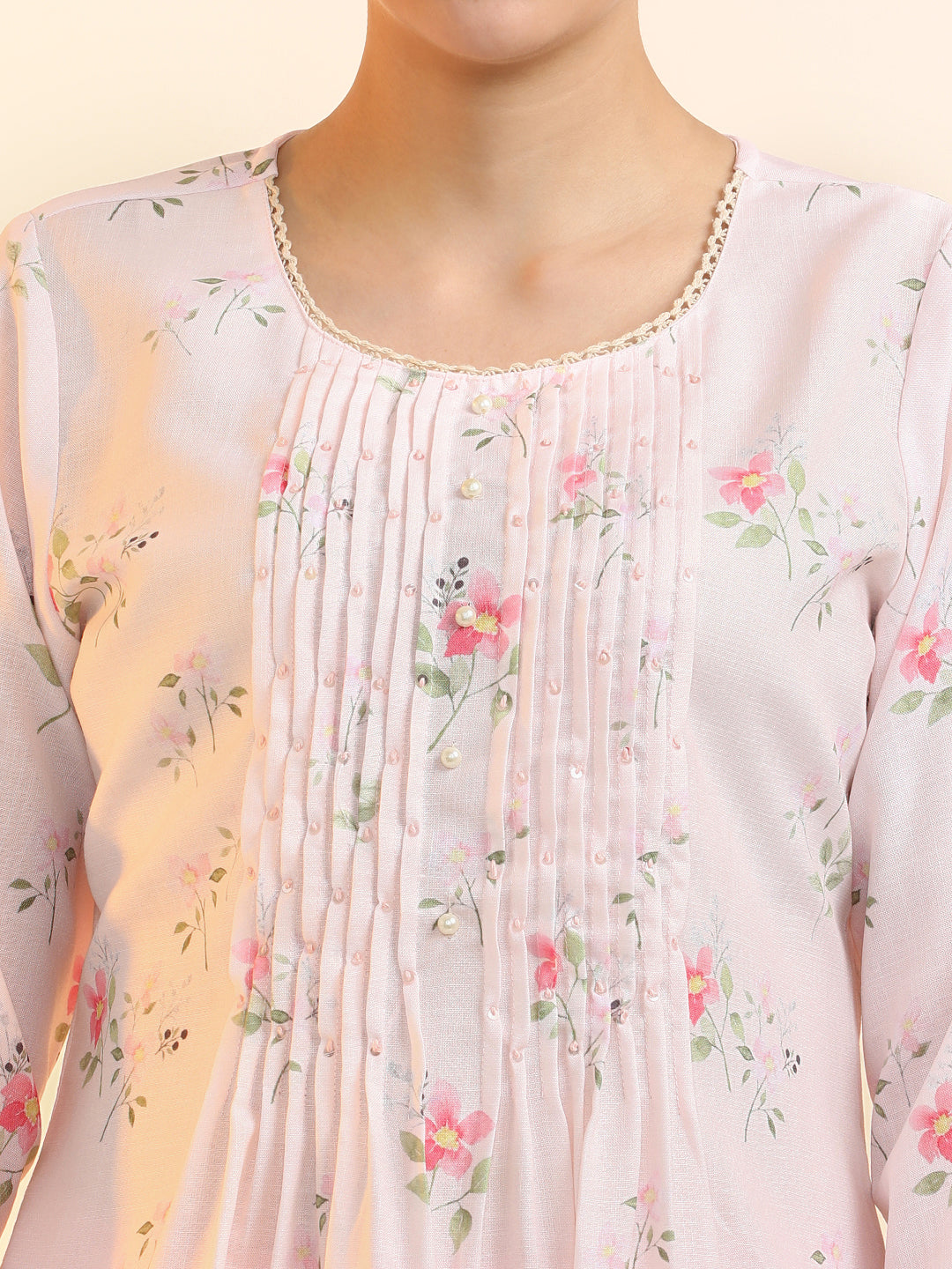 Embroidered Linen Floral Kurta Sets With Dupatta