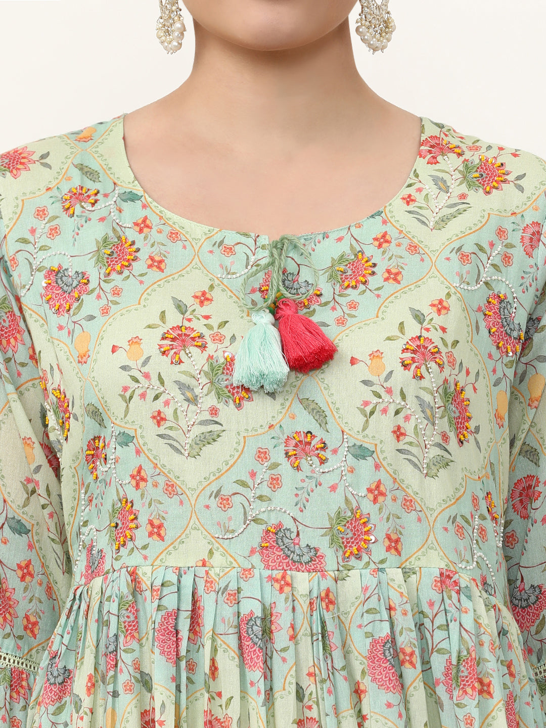 Embroidered Pure Cotton Floral Kurta Sets With Dupatta