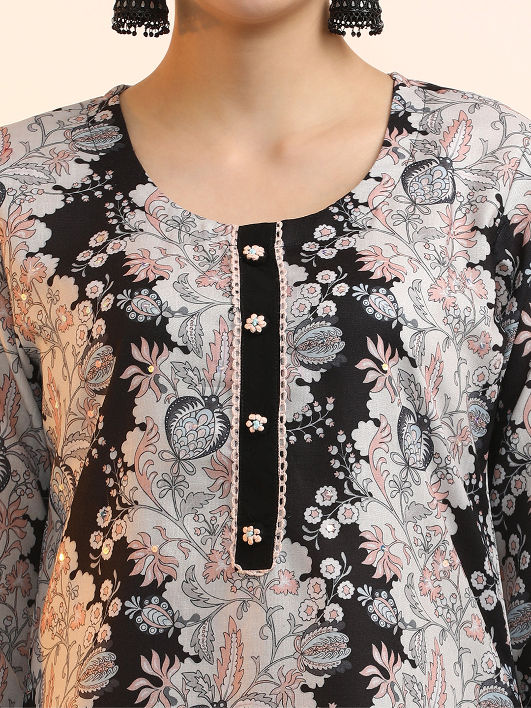 Embroidered Linen Floral Kurta Sets With Dupatta