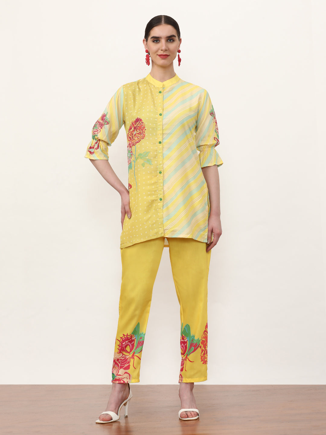 Embroidered Cotton Blend Floral Co-Ords