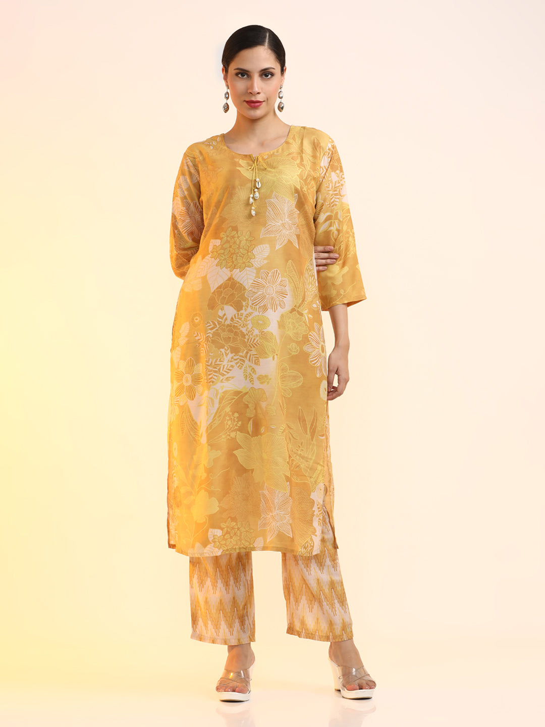 Printed Cotton Blend Floral Kurta Sets