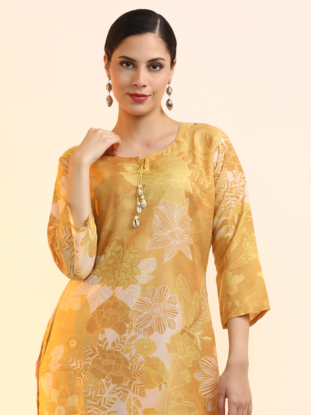 Printed Cotton Blend Floral Kurta Sets