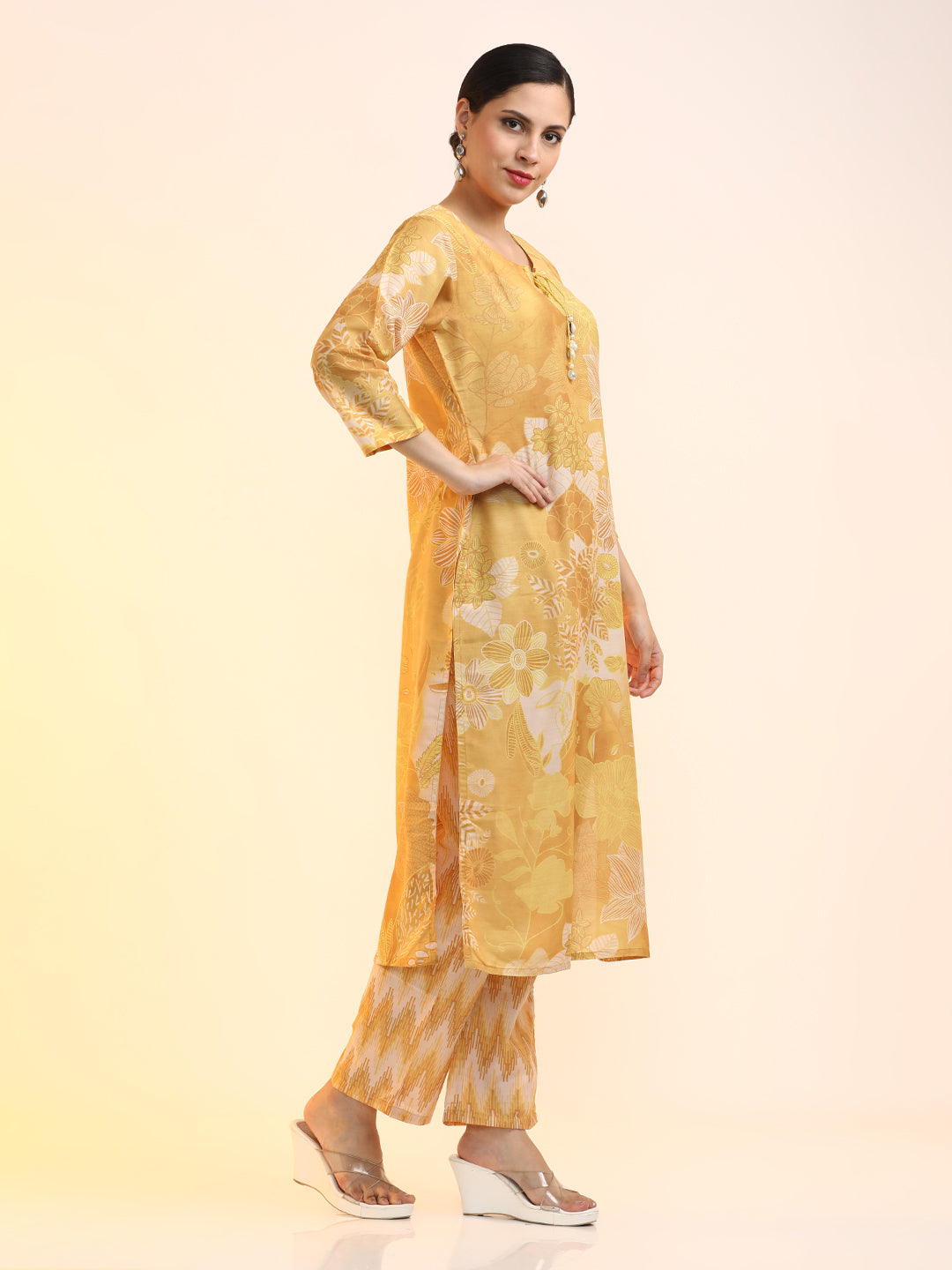 Printed Cotton Blend Floral Kurta Sets