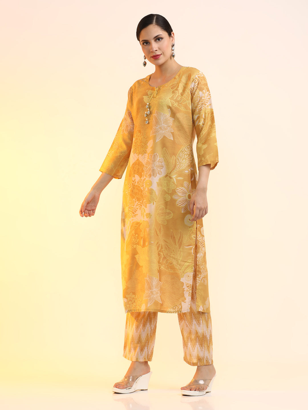 Printed Cotton Blend Floral Kurta Sets