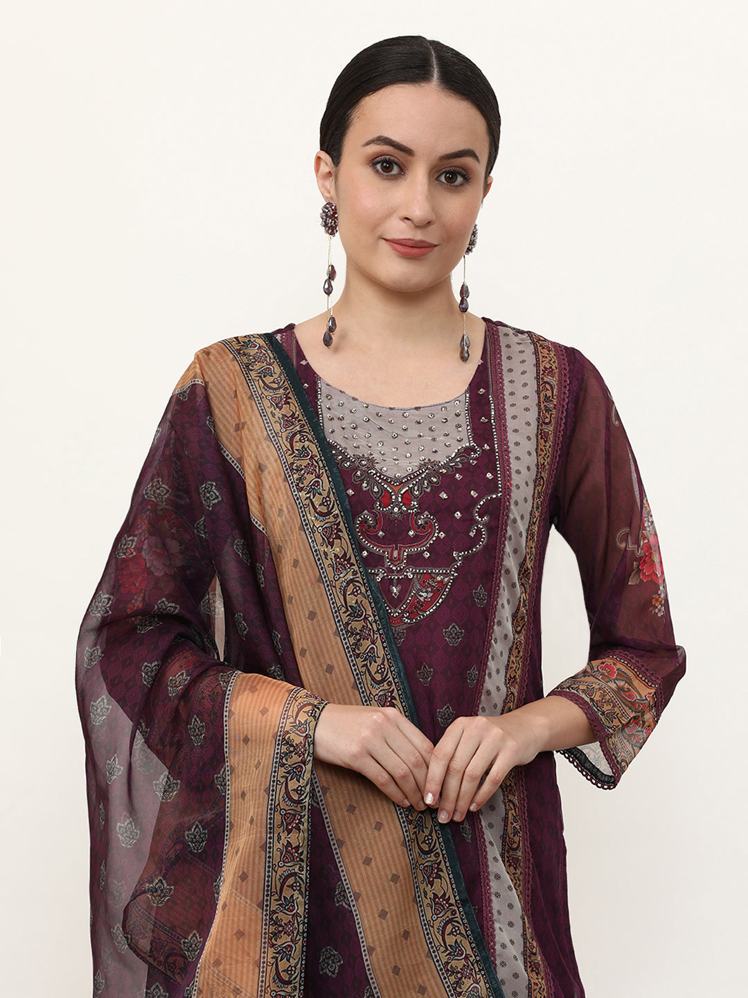Embroidered Organza Floral Kurta Sets With Dupatta