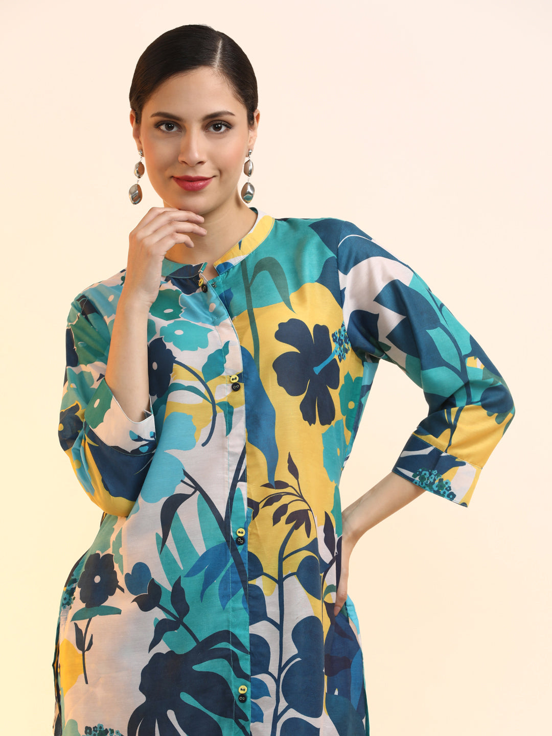 Printed Cotton Blend Floral Kurta Sets