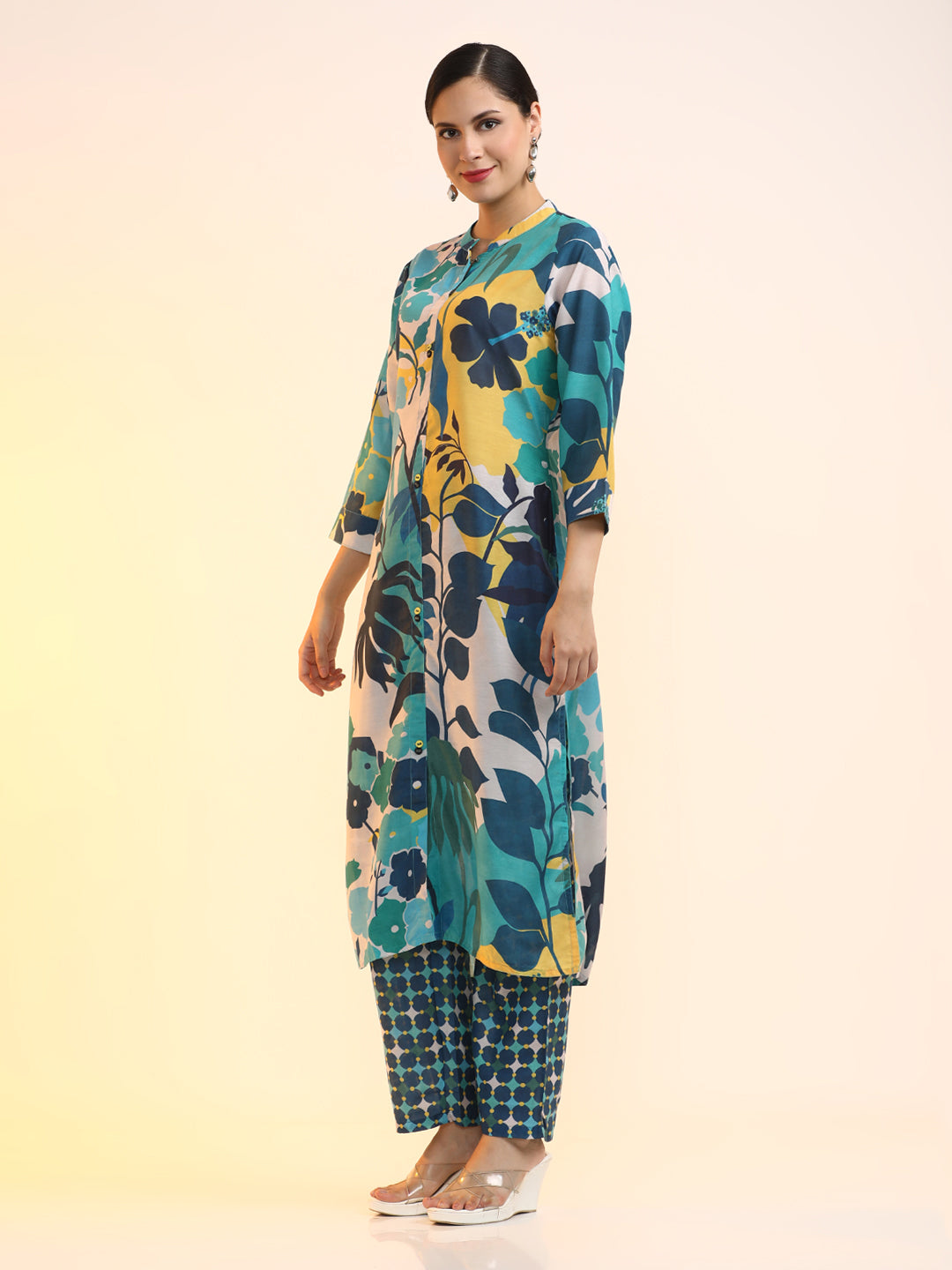Printed Cotton Blend Floral Kurta Sets