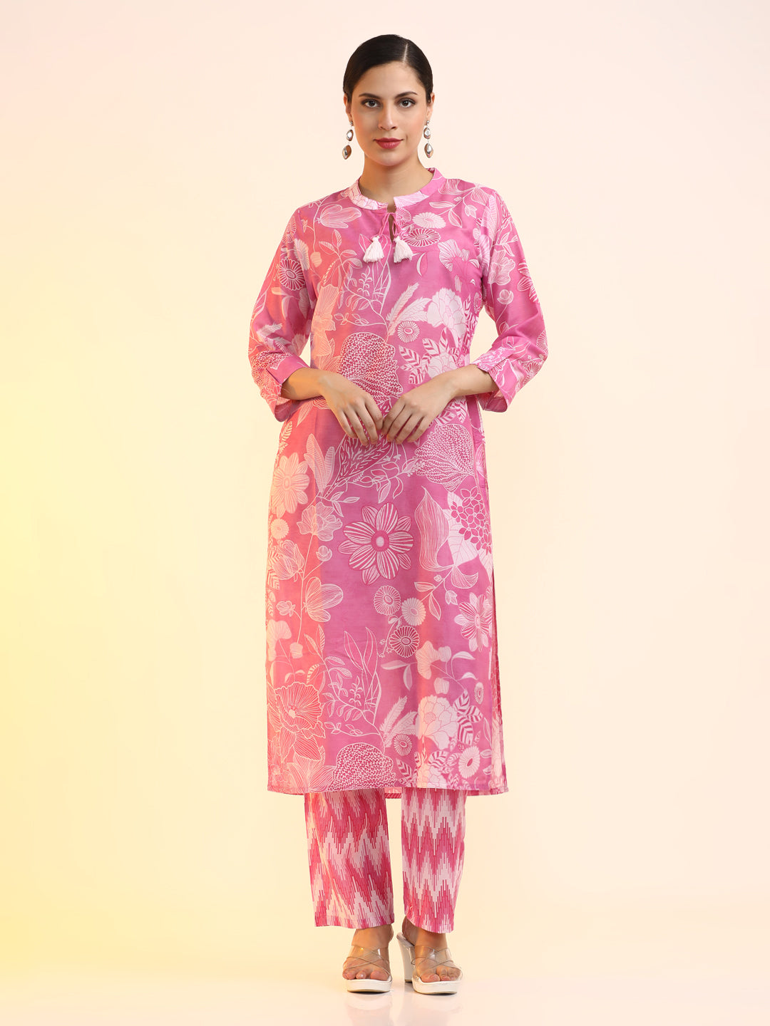 Printed Cotton Blend Floral Kurta Sets