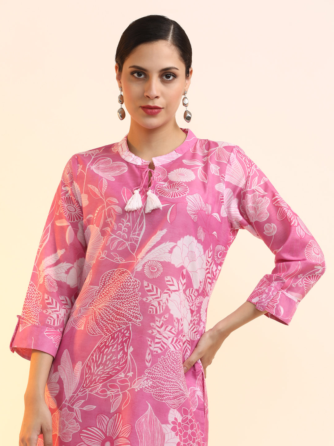 Printed Cotton Blend Floral Kurta Sets