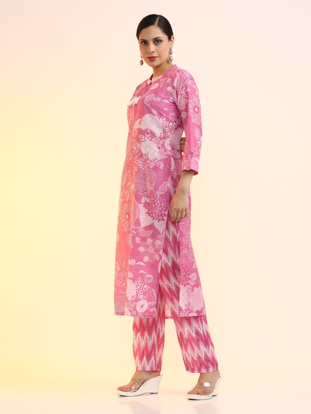Printed Cotton Blend Floral Kurta Sets
