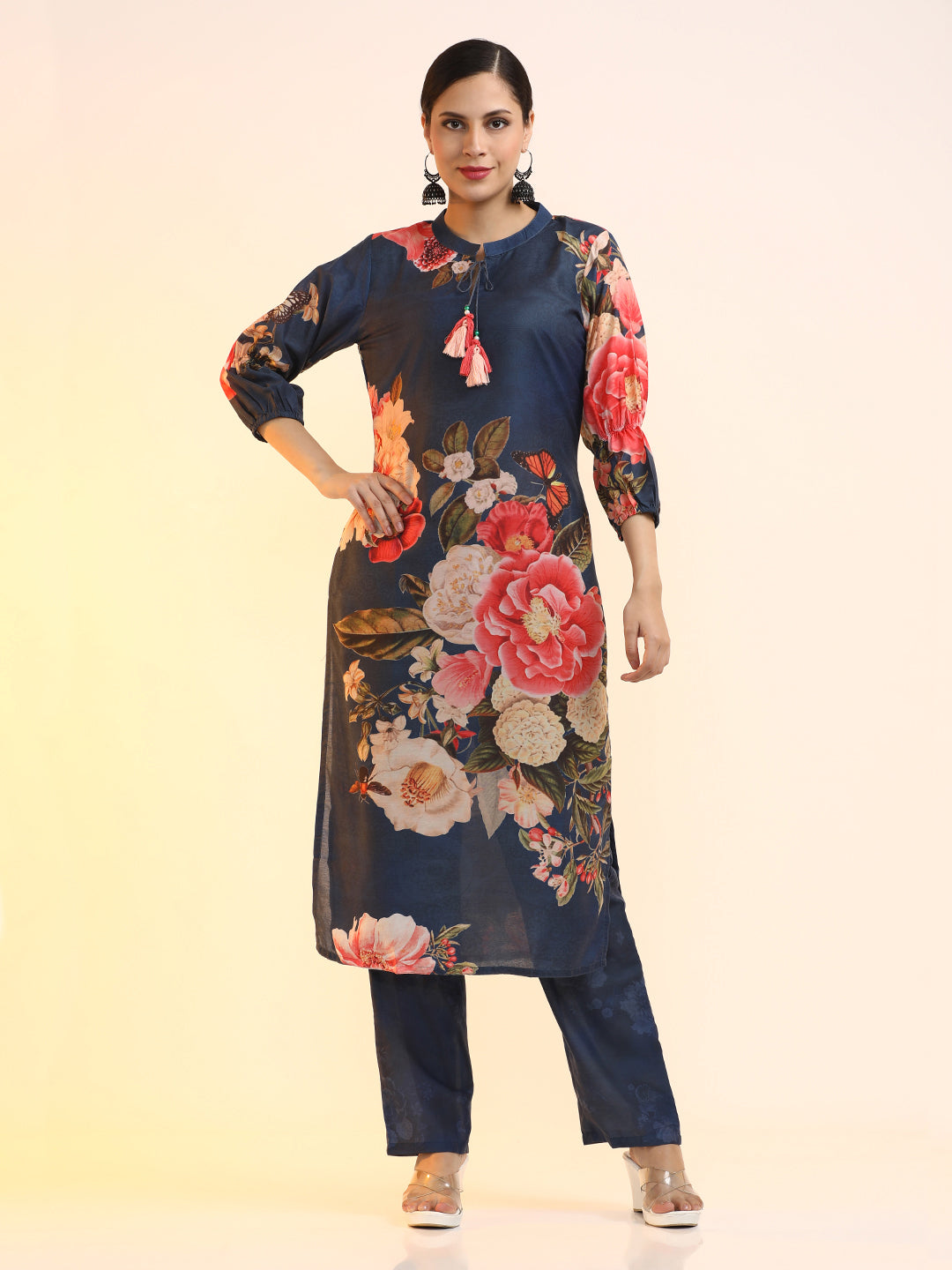 Printed Cotton Blend Floral Kurta Sets