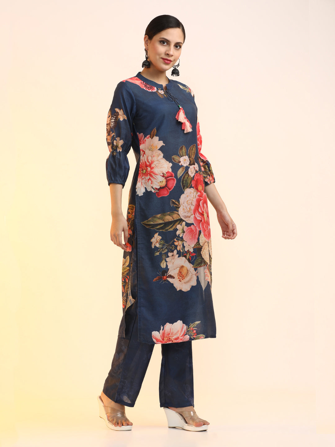 Printed Cotton Blend Floral Kurta Sets