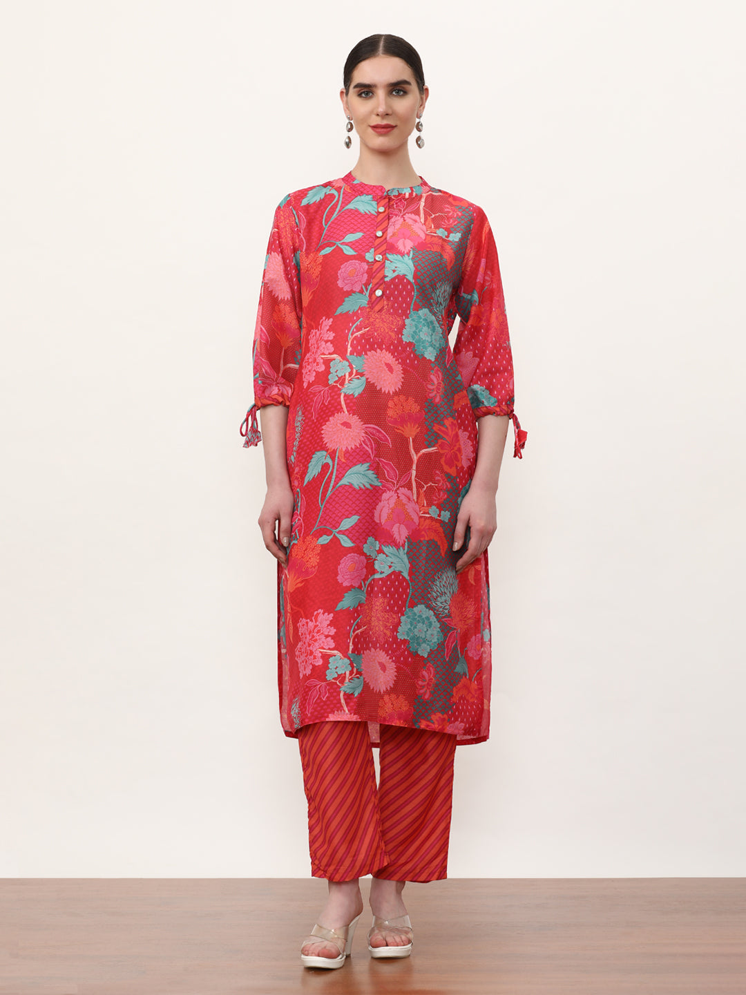 Printed Cotton Blend Floral Kurta Sets