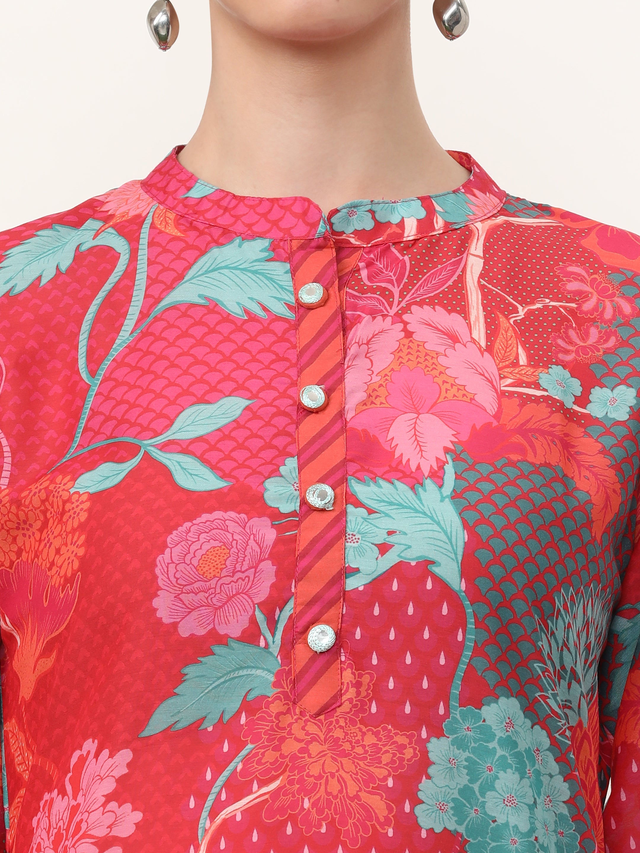 Printed Cotton Blend Floral Kurta Sets