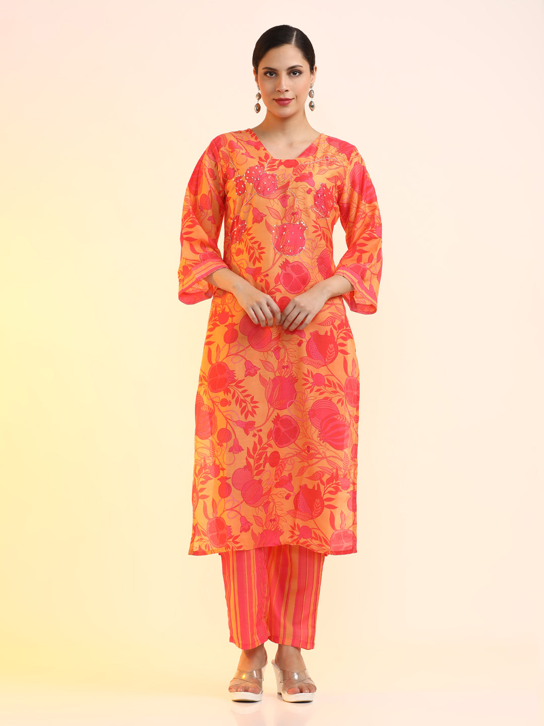 Embroidered Cotton Blend Floral Kurta Sets