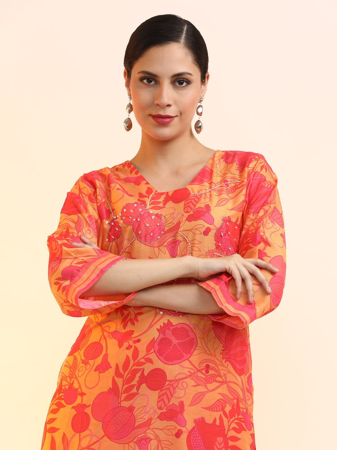 Embroidered Cotton Blend Floral Kurta Sets