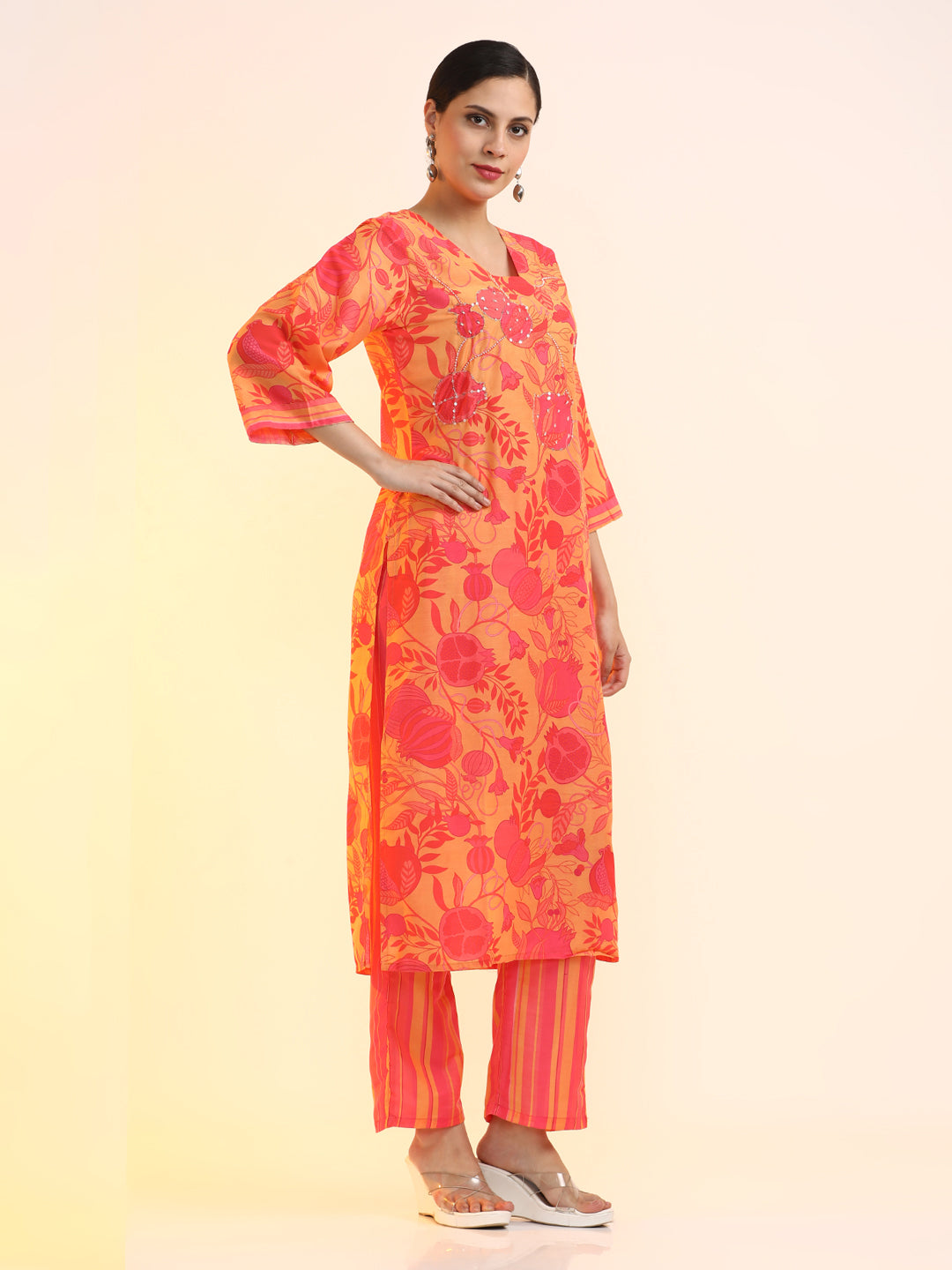 Embroidered Cotton Blend Floral Kurta Sets