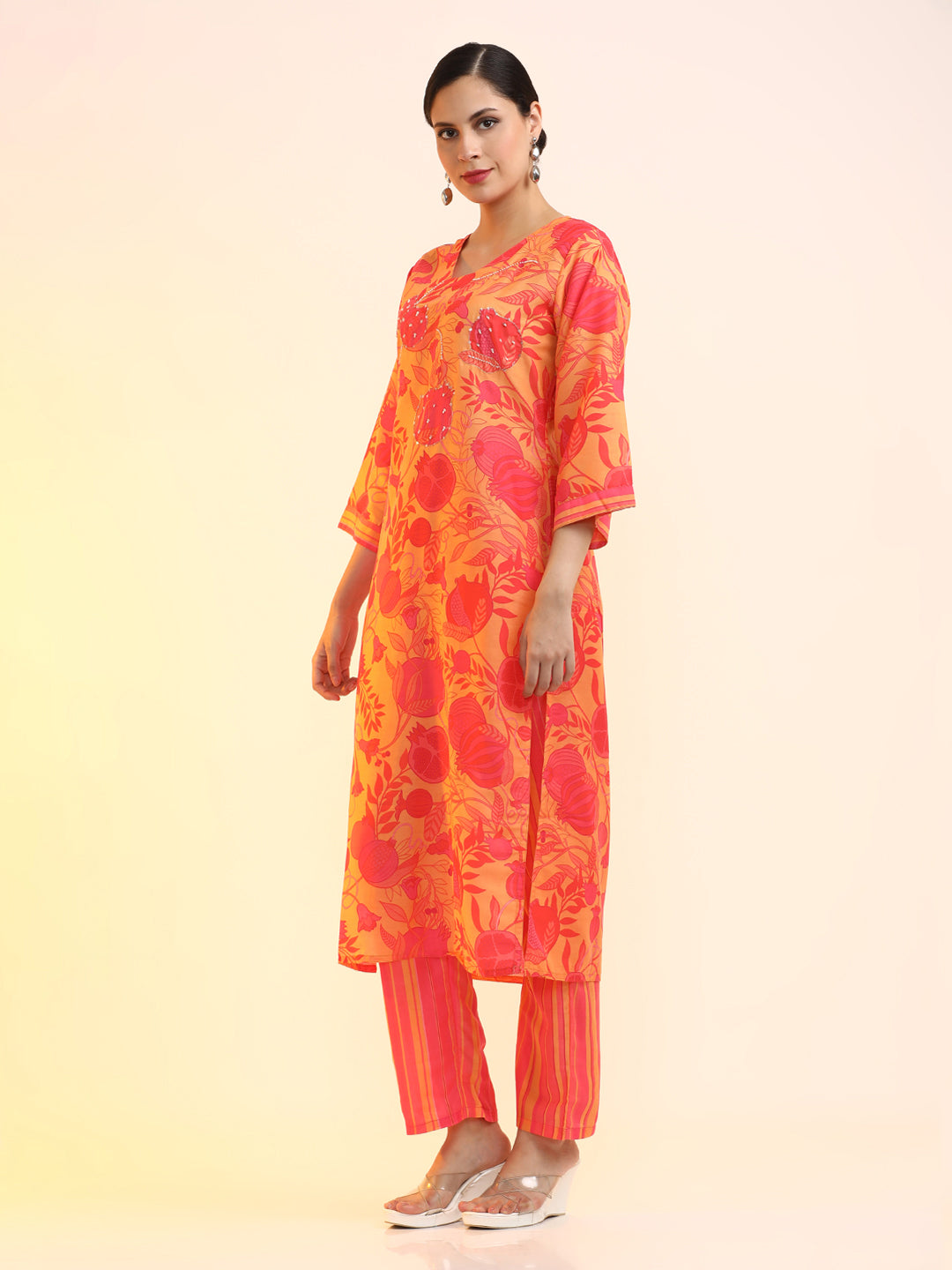 Embroidered Cotton Blend Floral Kurta Sets