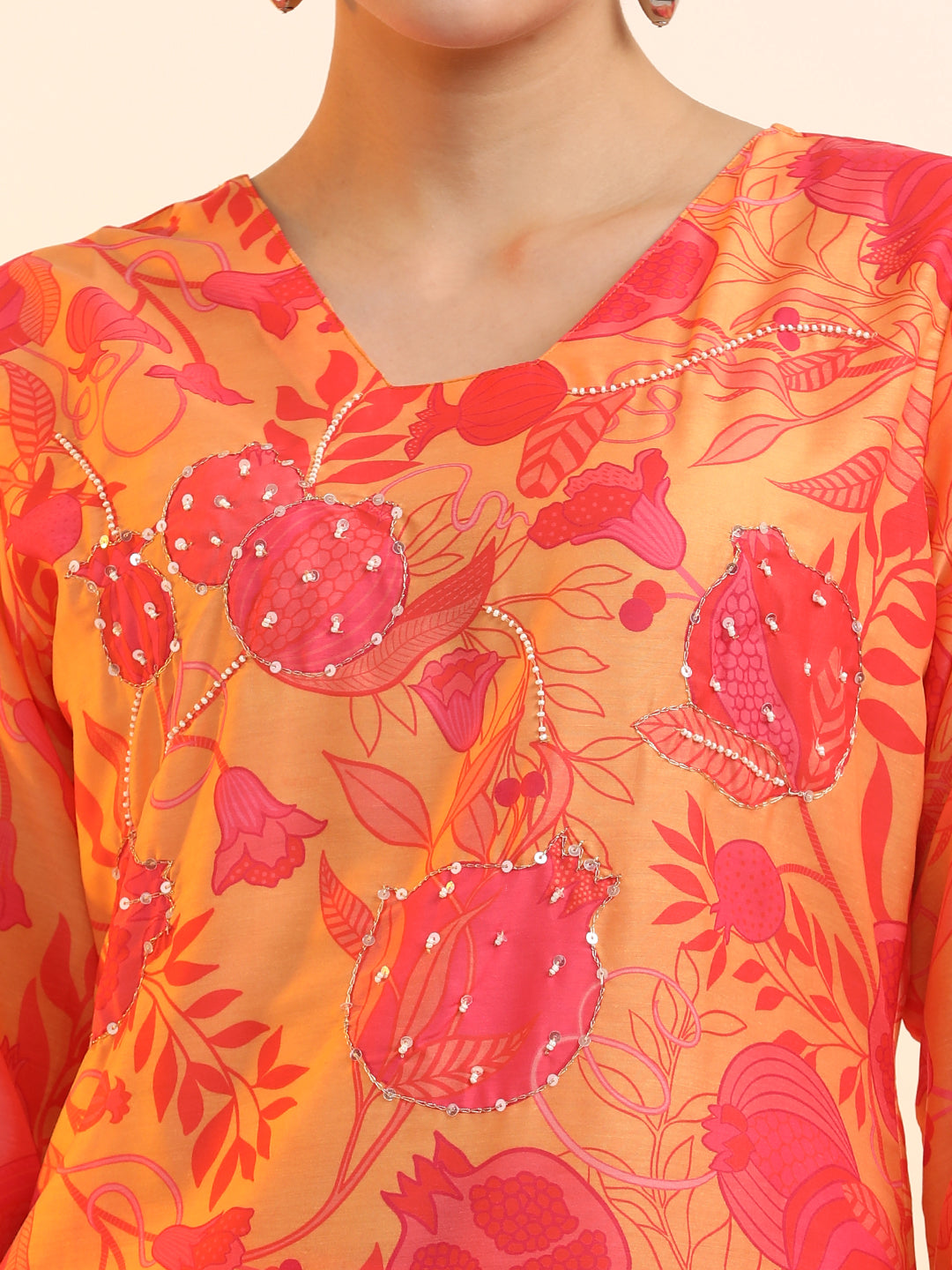 Embroidered Cotton Blend Floral Kurta Sets