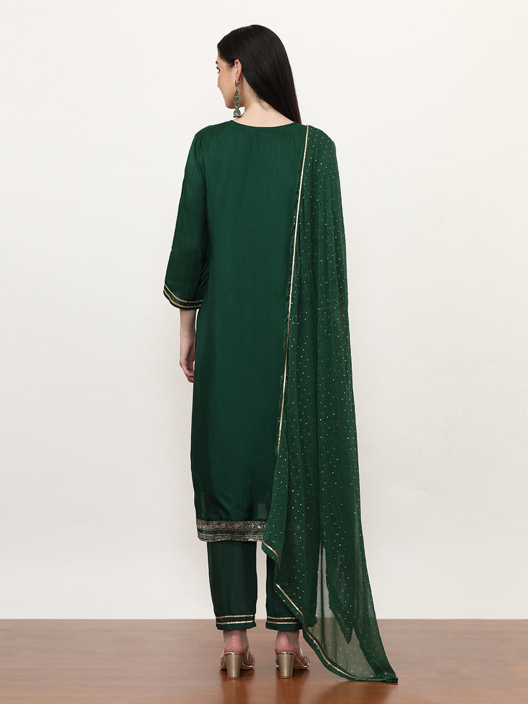 Embroidered Cotton Blend Floral Kurta Sets With Dupatta