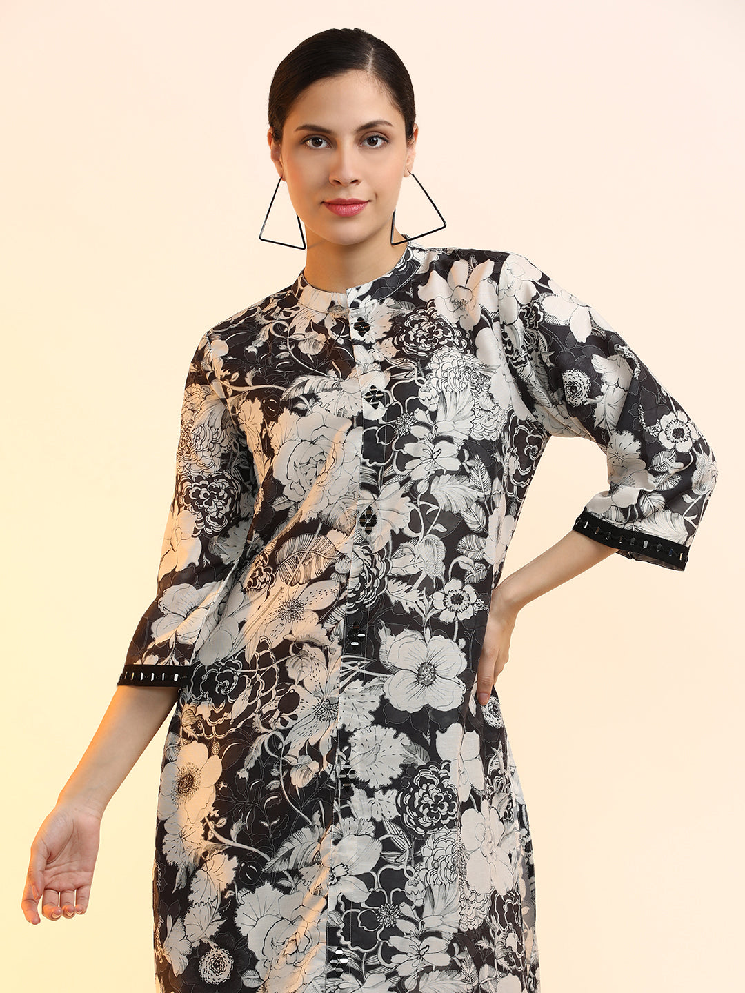 Embroidered Cotton Blend Floral Kurta Sets