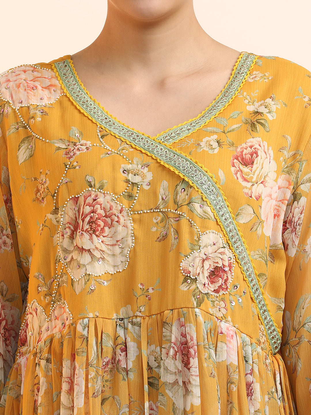 Embroidered Poly Chiffon Floral Kurta Sets With Dupatta