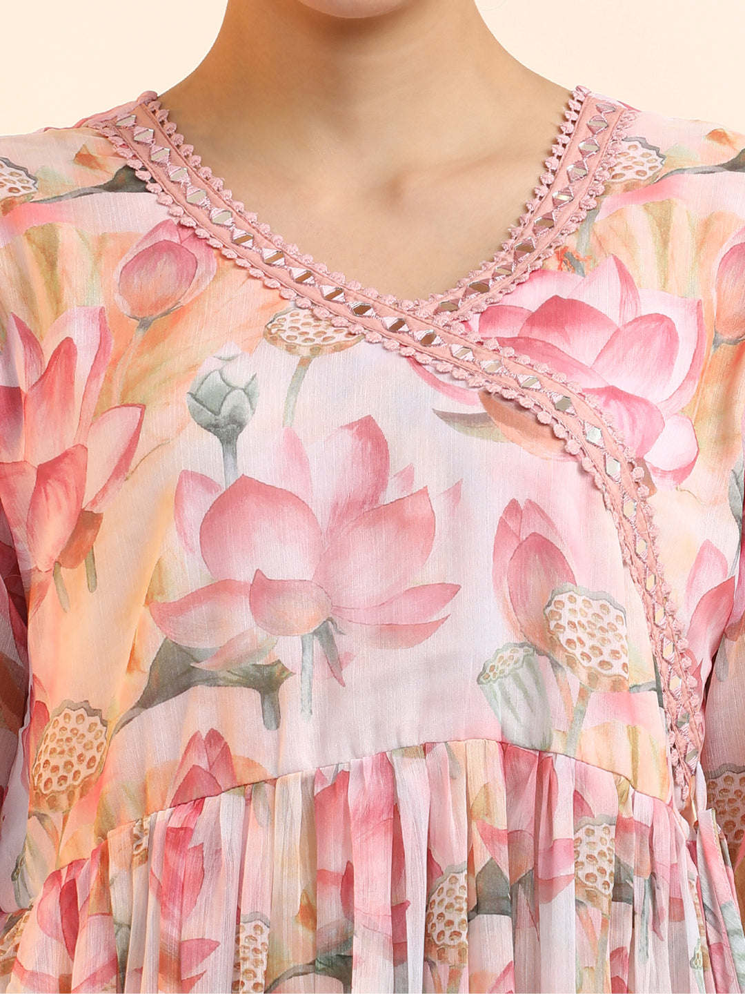 Embroidered Poly Chiffon Floral Kurta Sets With Dupatta