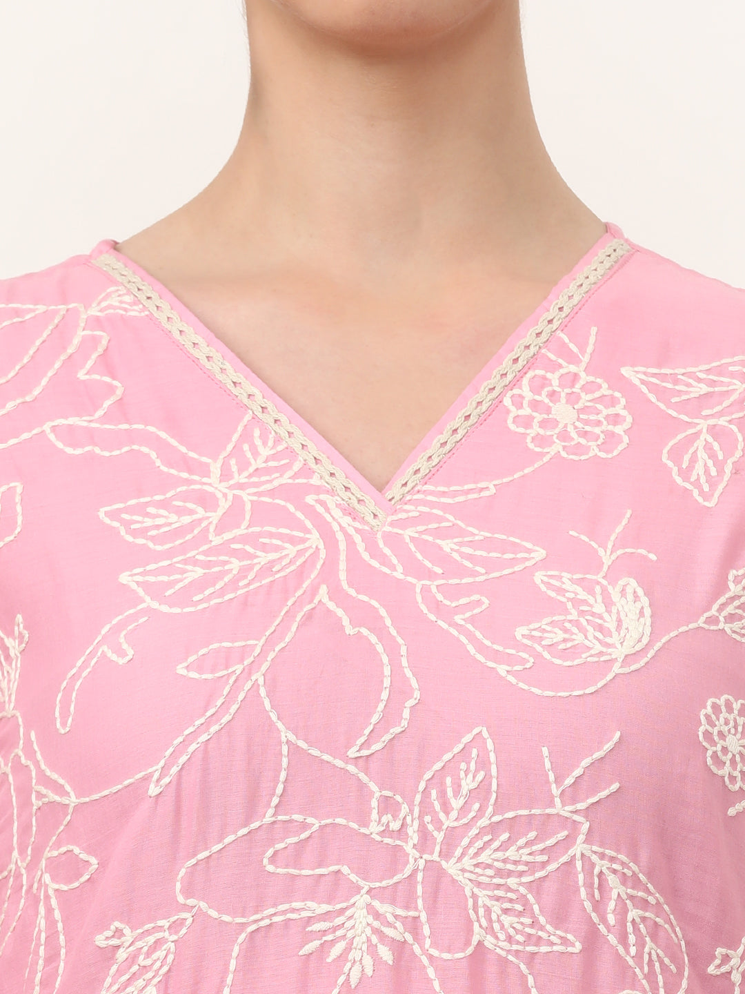 Embroidered Pure Cotton Floral Kurta Sets With Dupatta