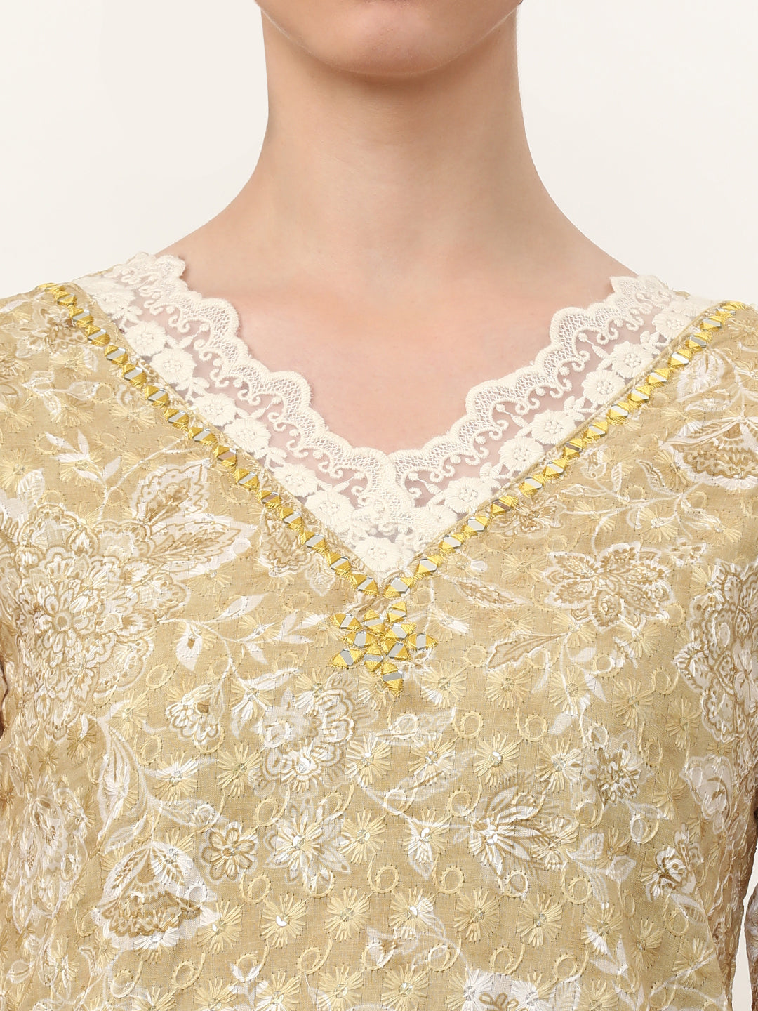 Embroidered Pure Cotton Floral Kurta Sets With Dupatta