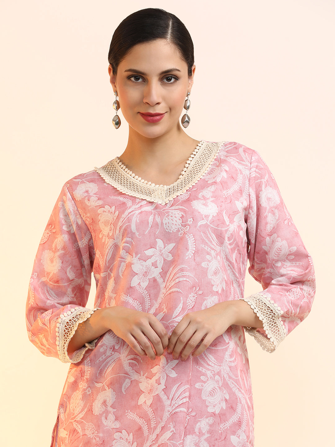Printed Linen Floral Kurta Sets