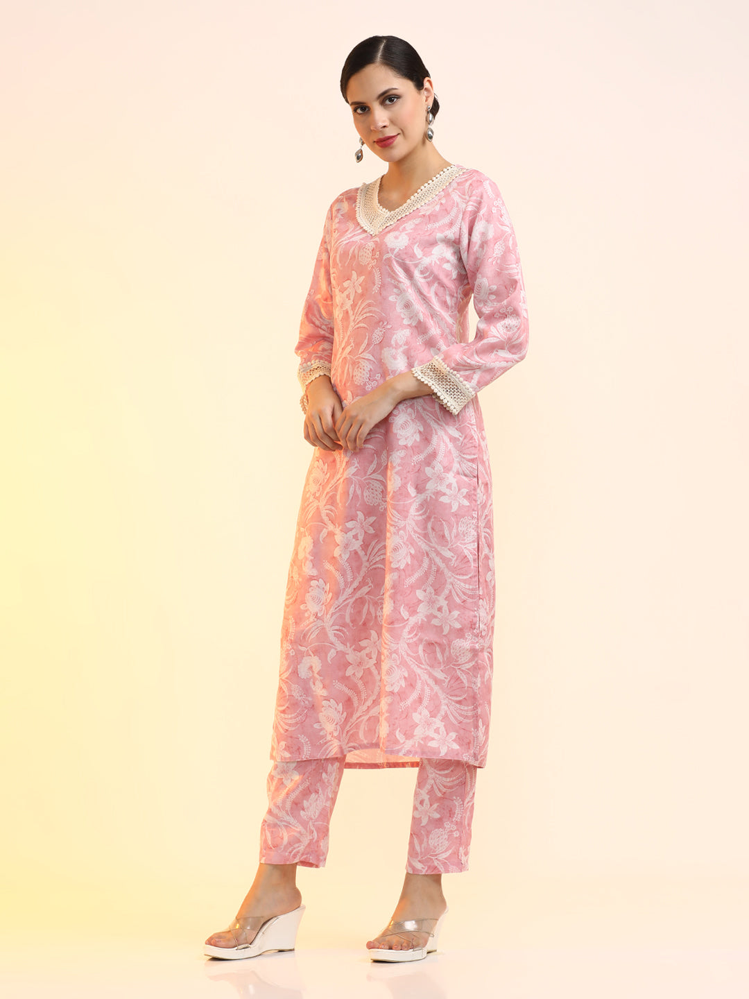 Printed Linen Floral Kurta Sets