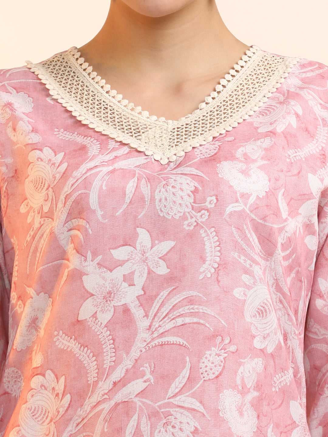 Printed Linen Floral Kurta Sets