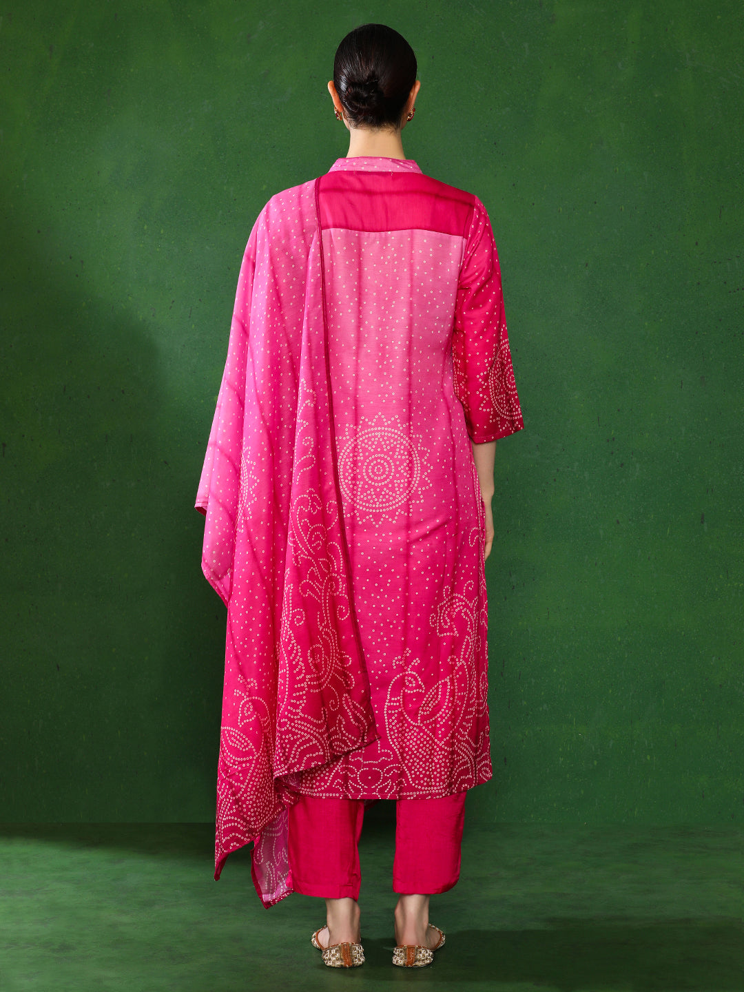 Bandhani Embroidered A-Line Kurta & Trousers Sets