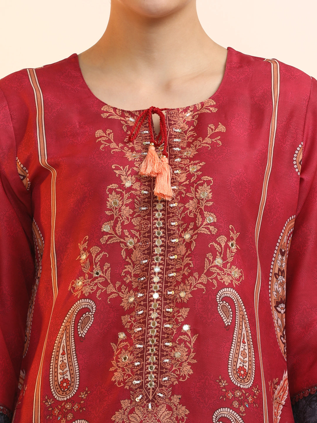 Printed Linen Floral Kurta Sets With Dupatta