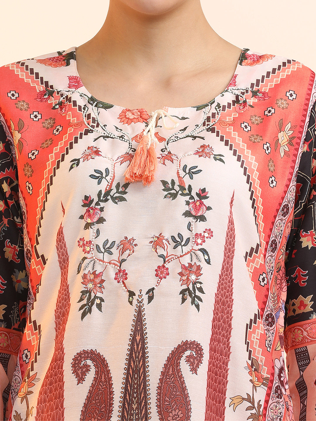 Printed Linen Floral Kurta Sets With Dupatta