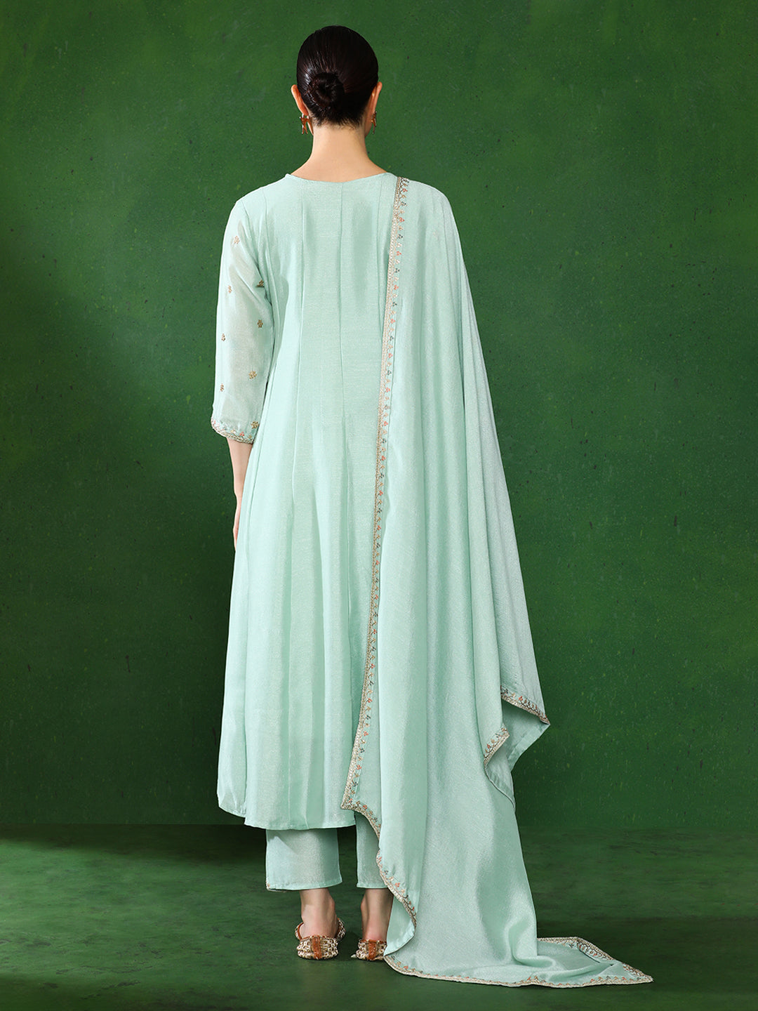 Floral Embroidered A-Line Kurta & Trousers Sets