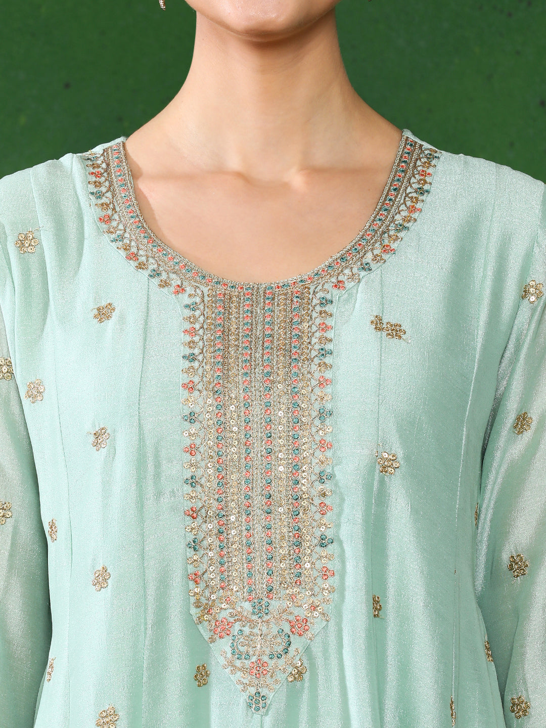 Floral Embroidered A-Line Kurta & Trousers Sets