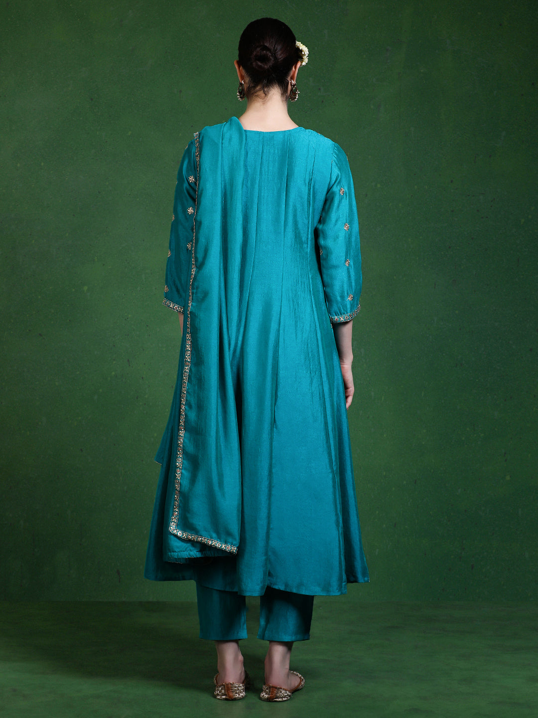 Floral Embroidered A-Line Kurta & Trousers Sets