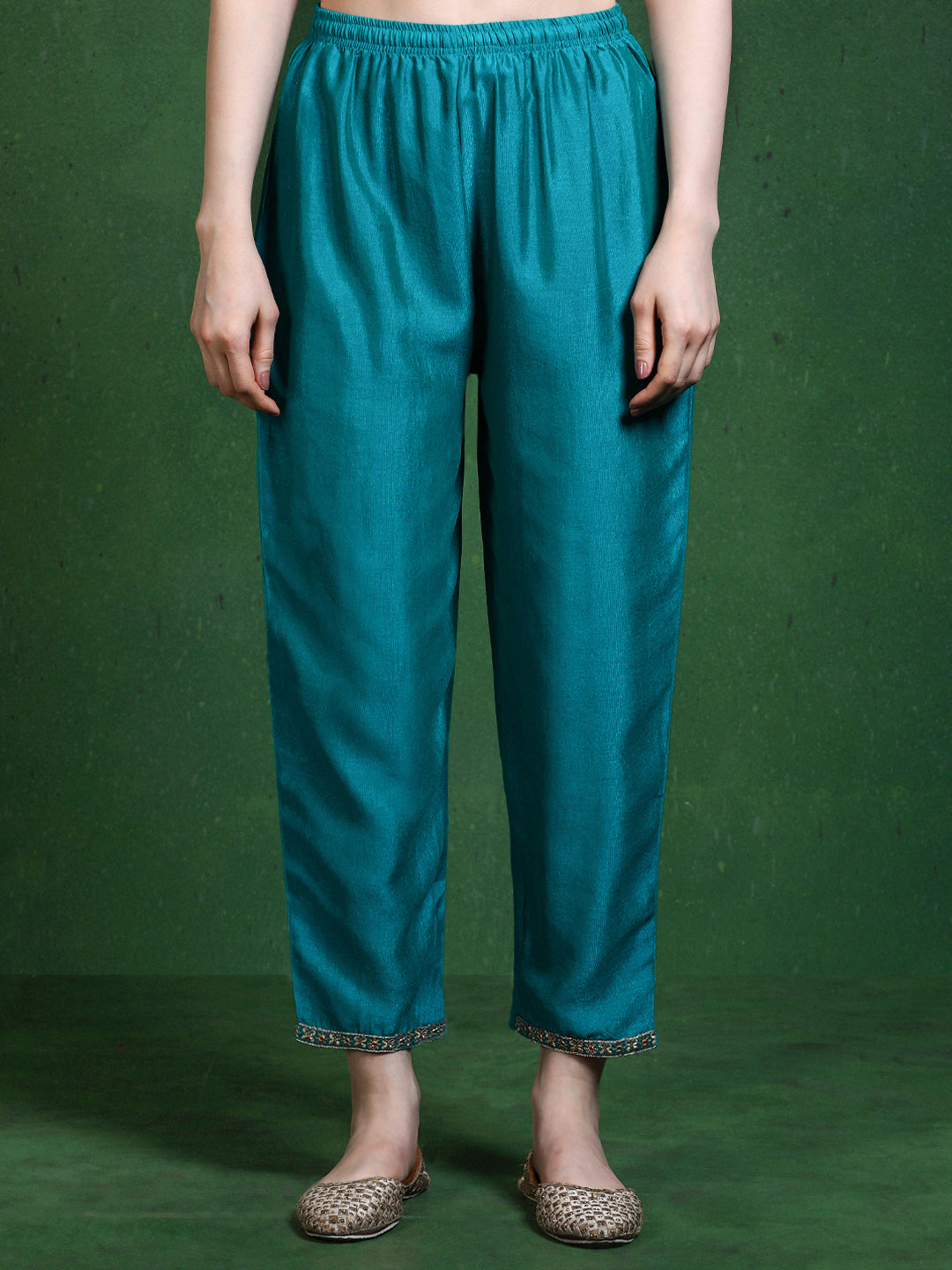 Floral Embroidered A-Line Kurta & Trousers Sets