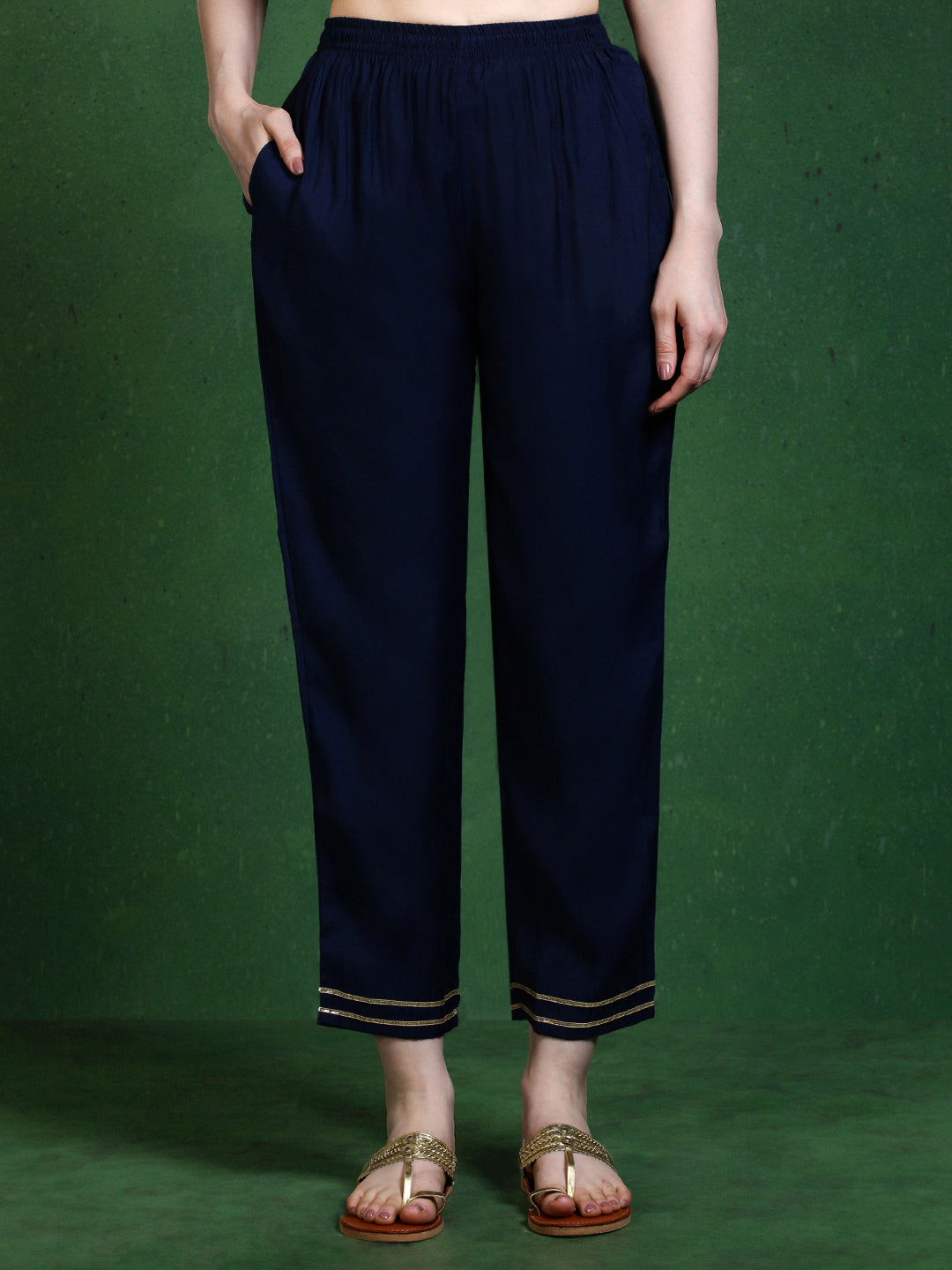 Floral Embroidered Straight Kurta & Trousers Sets