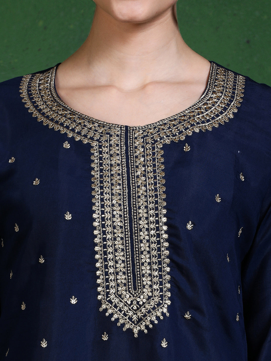 Floral Embroidered Straight Kurta & Trousers Sets