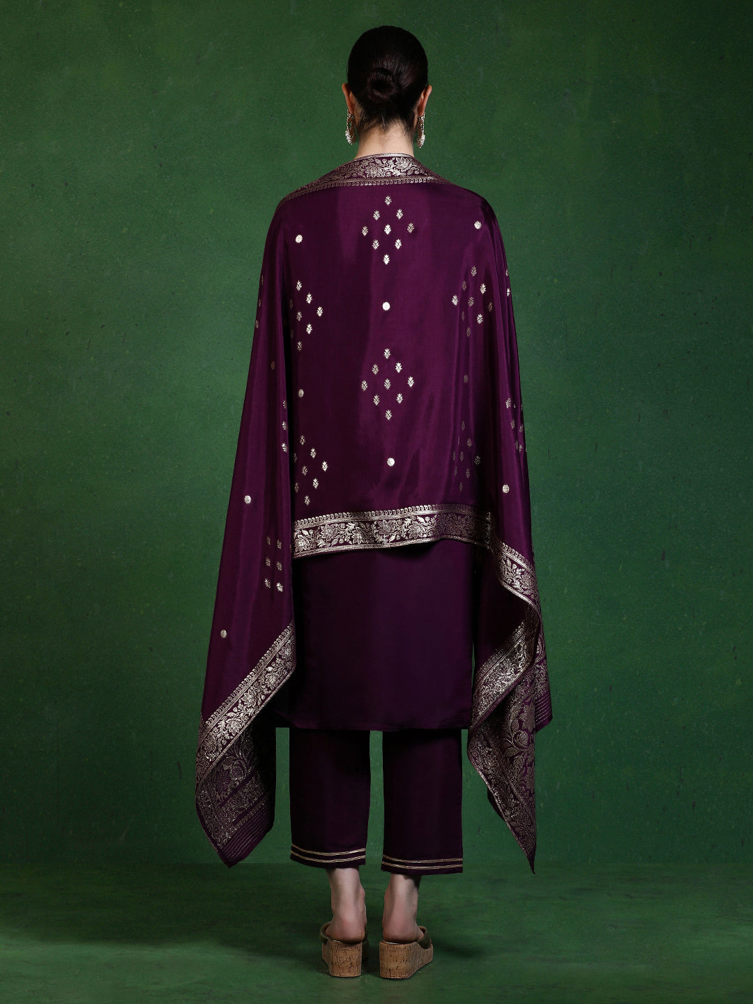 Floral Embroidered Straight Kurta & Trousers Sets